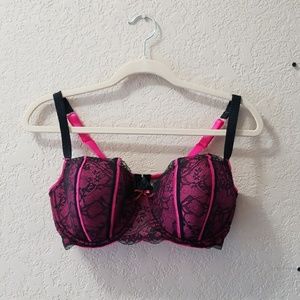 Apt. 9 Pink Underwire Bra with Black Lace Overlay